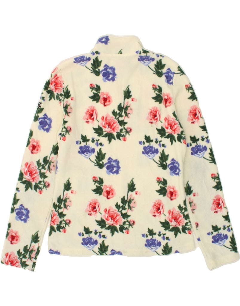 BRUGI Womens Fleece Jacket UK 16 Large White Floral Polyester Vintage Brugi and Second-Hand Brugi from Messina Hembry 