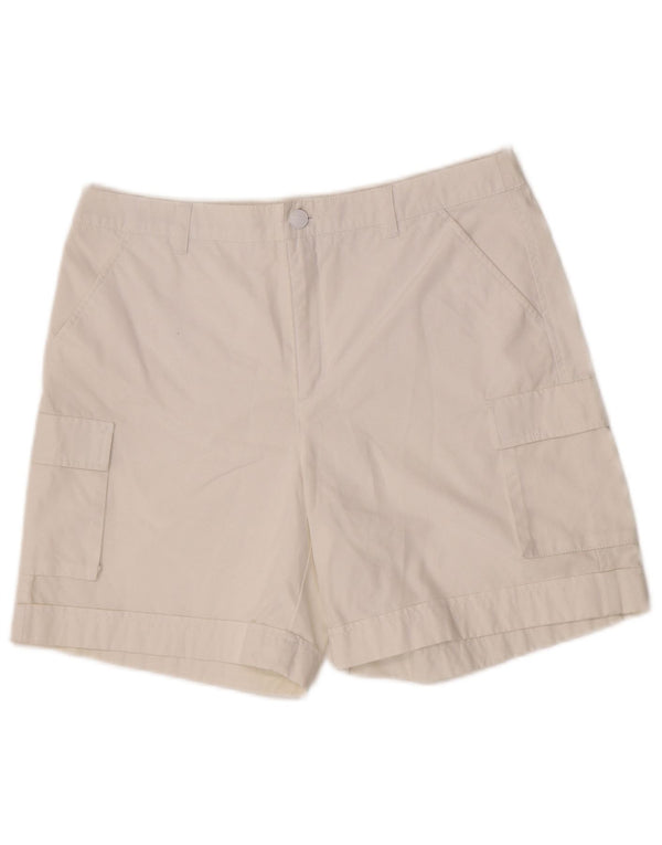 Esprit Womens High Waist Cargo Shorts UK 14 Large W30 White Cotton