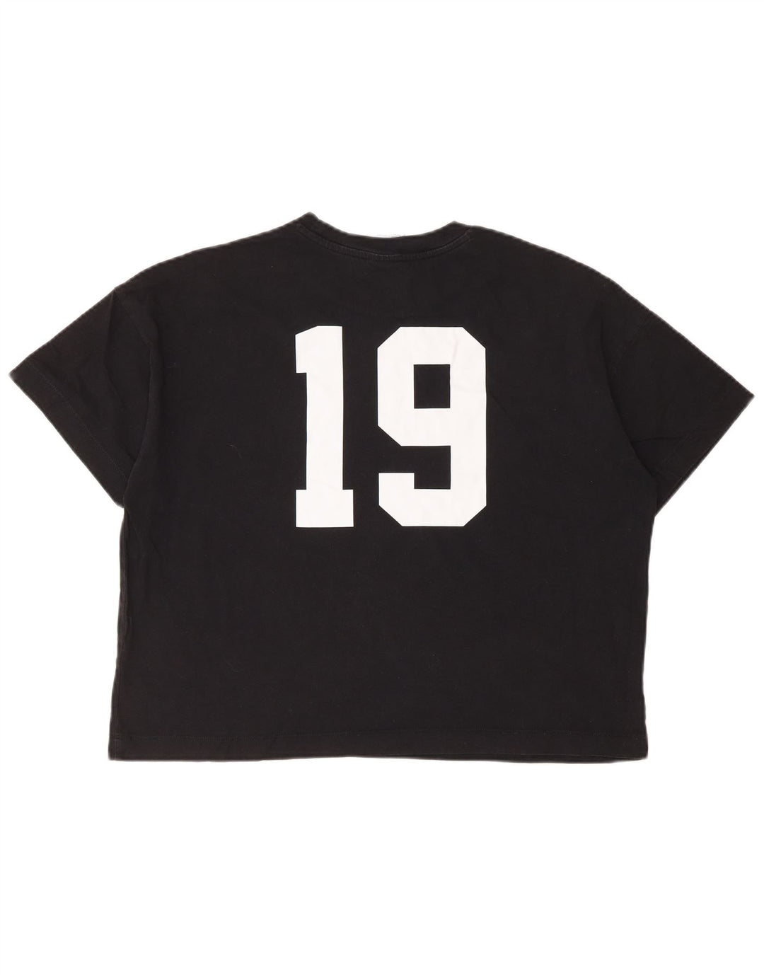 CHAMPION Womens Crop Oversized Graphic T-Shirt Top UK 10 Small Black