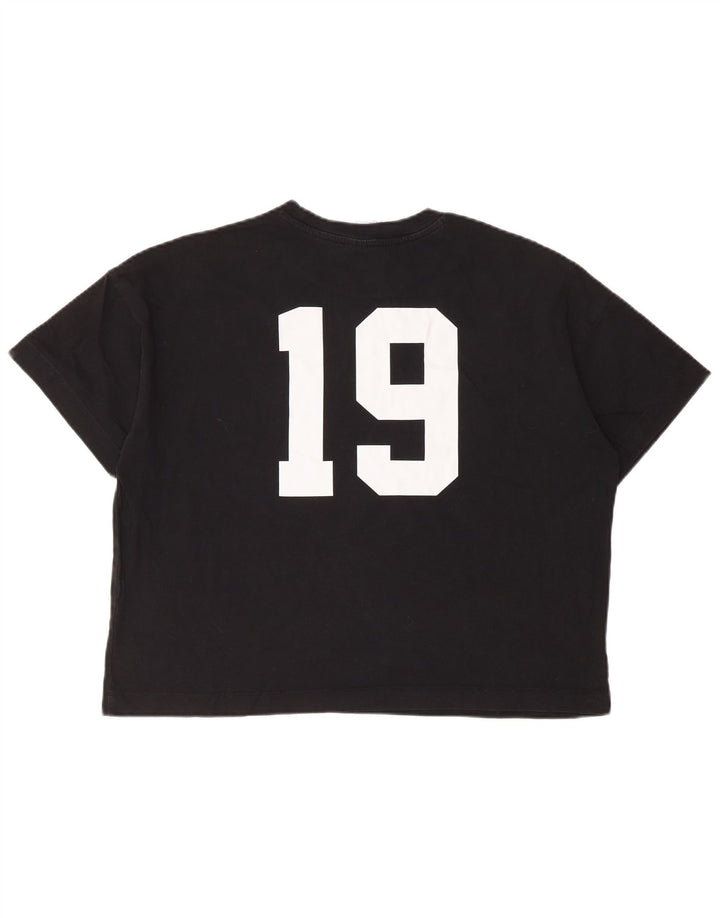CHAMPION Womens Crop Oversized Graphic T-Shirt Top UK 10 Small Black