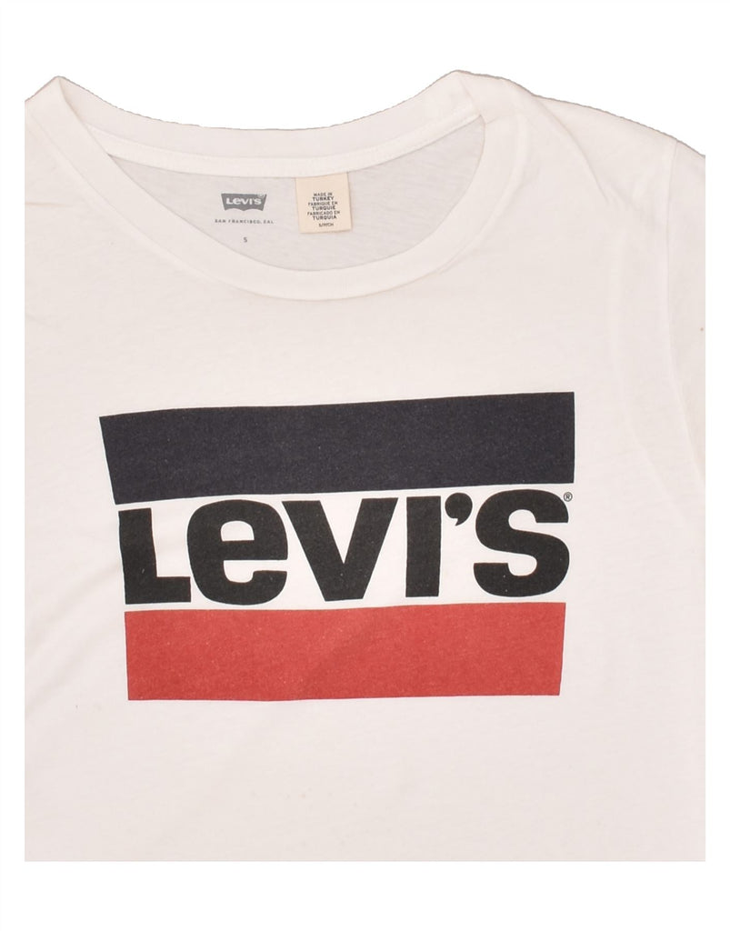 LEVI'S Womens Graphic T-Shirt Top UK 8 Small White Cotton | Vintage Levi's | Thrift | Second-Hand Levi's | Used Clothing | Messina Hembry 