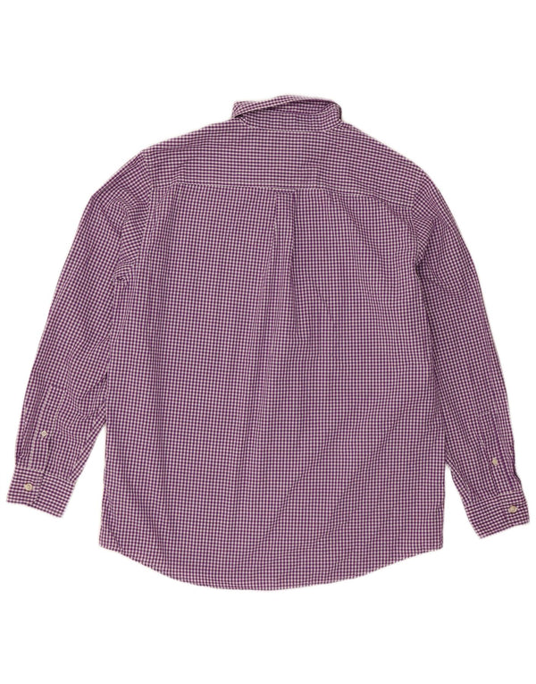 Chaps Mens Shirt Large Purple Gingham Cotton