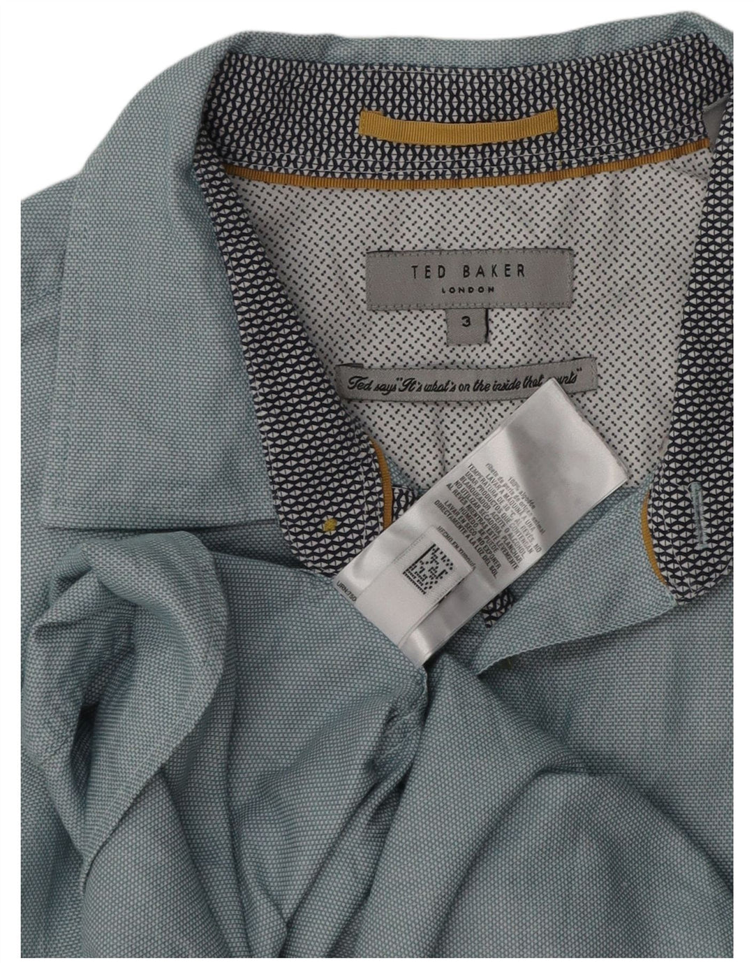 Ted Baker Mens Shirt Size 3 Medium Blue Cotton