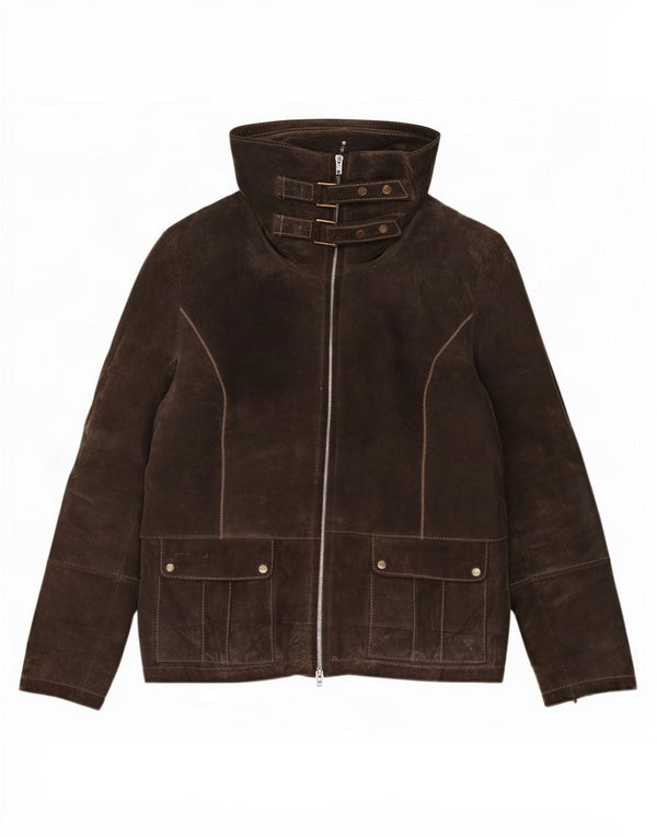 Oviesse Womens Suede Jacket IT 46 Large Brown Leather