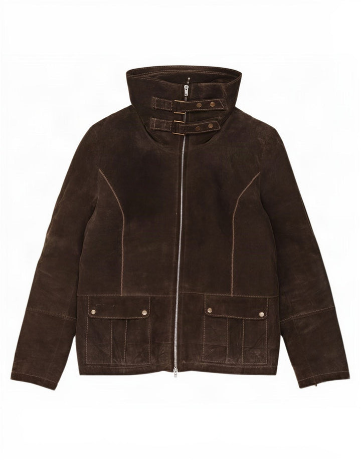 Oviesse Womens Suede Jacket IT 46 Large Brown Leather