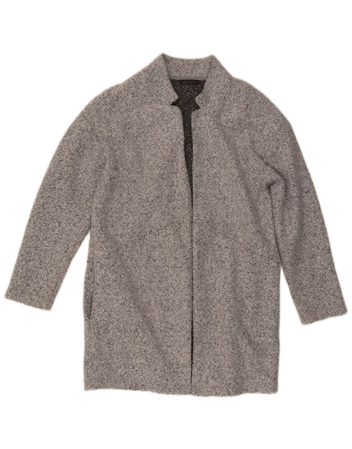 Marks & Spencer Womens Open Overcoat UK 12 Medium Grey Flecked Polyester