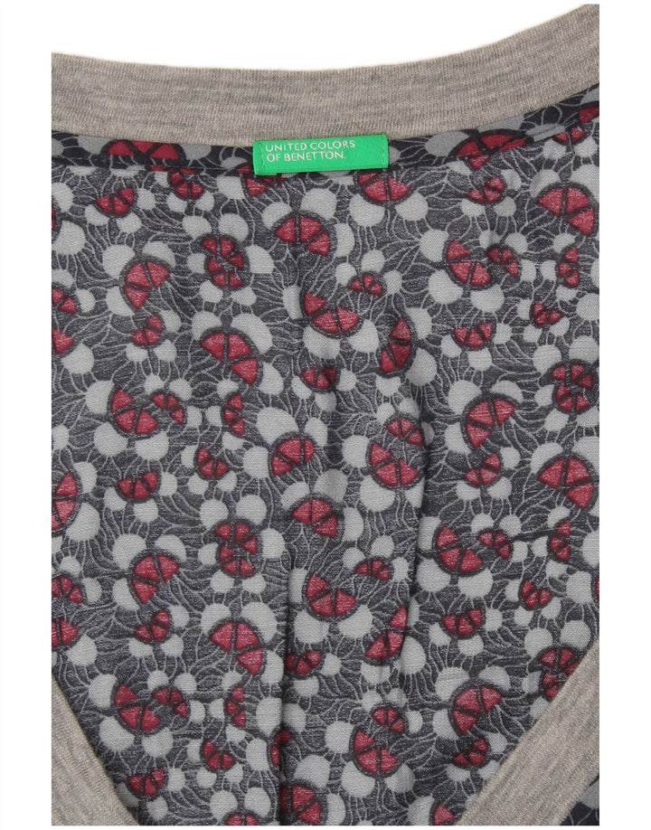 Benetton Womens Blouse Top UK 10 Small Grey Floral