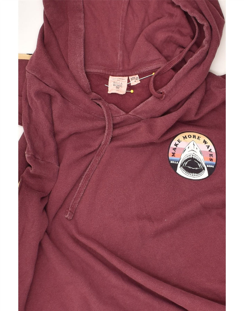 BILLABONG Womens Loose Fit Graphic Hoodie Jumper UK 14 Medium Burgundy | Vintage Billabong | Thrift | Second-Hand Billabong | Used Clothing | Messina Hembry 