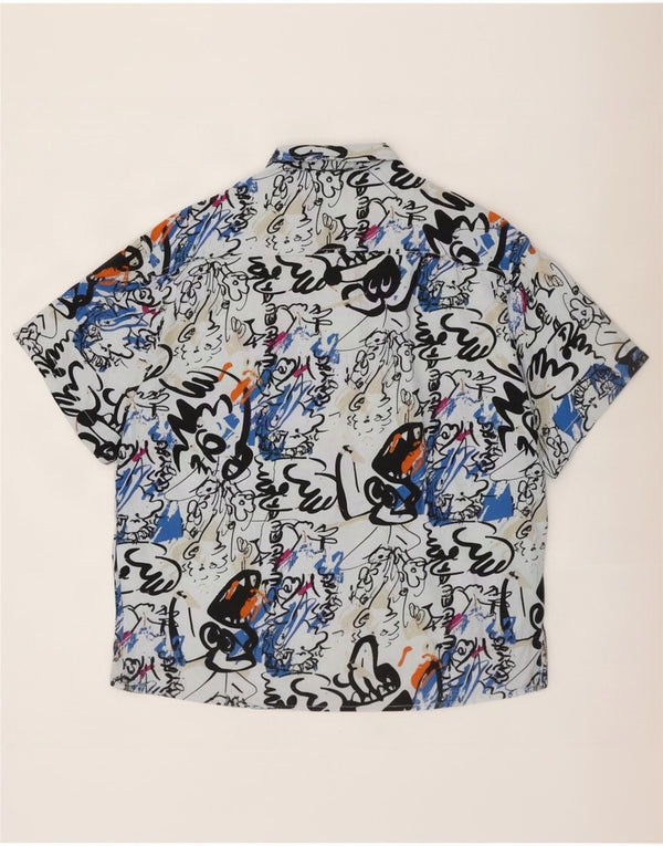 Element Mens Abstract Pattern Short Sleeve Shirt Small Blue Viscose