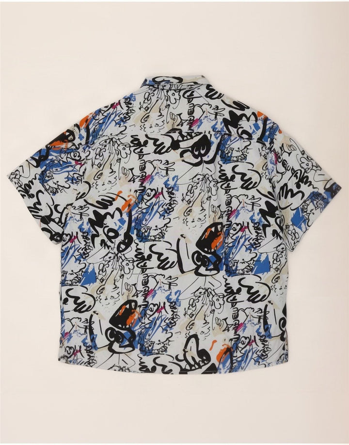 Element Mens Abstract Pattern Short Sleeve Shirt Small Blue Viscose