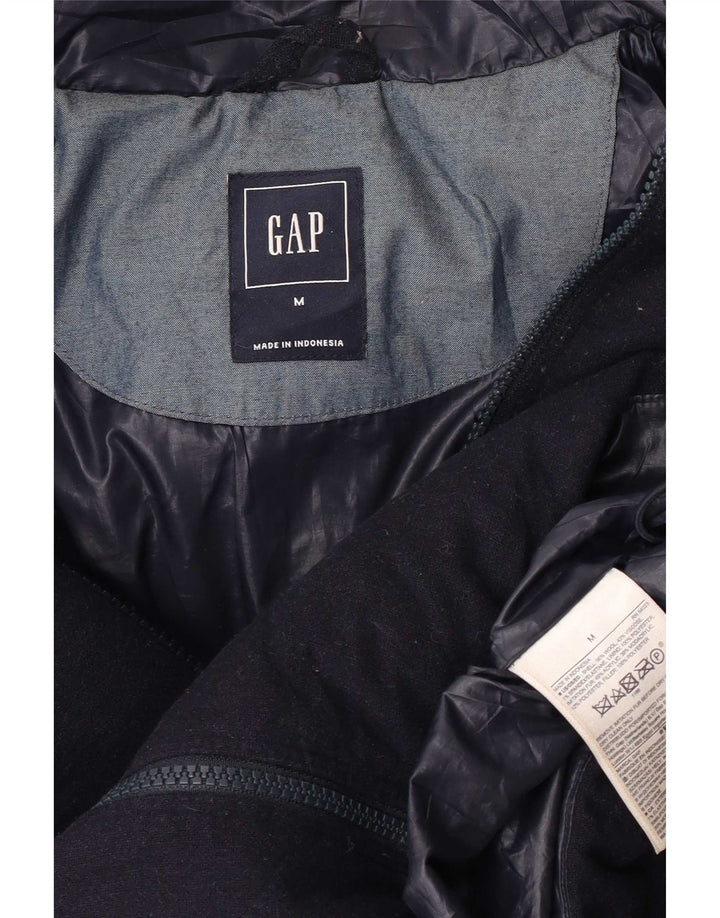 Gap Womens Hooded Padded Jacket UK 14 Medium Navy Blue Wool