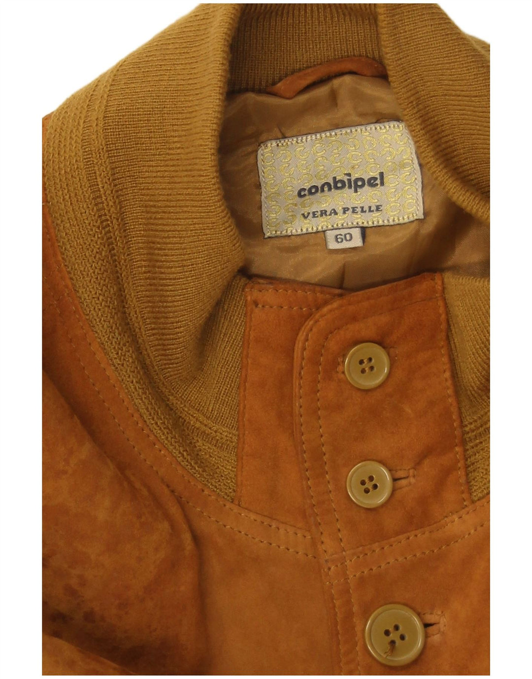 Conbipel Mens Suede Bomber Jacket IT 60 3XL Brown Leather