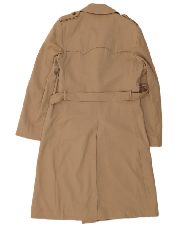 Vintage Mens Double Breasted Coat UK 38 Medium Beige Virgin Wool