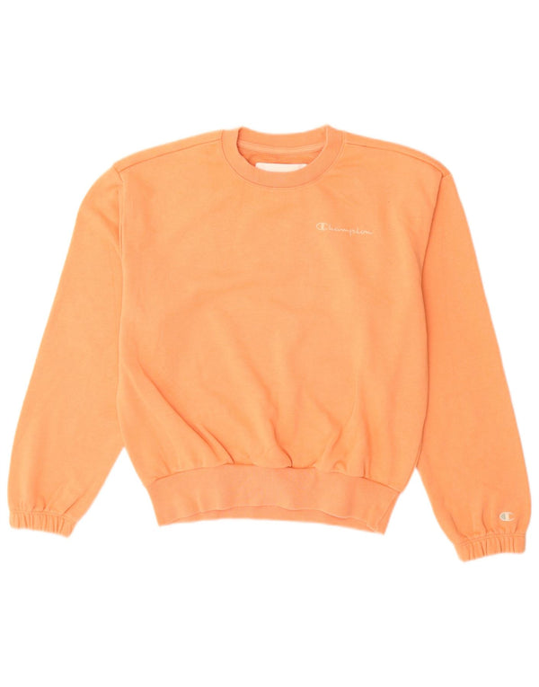 Champion Womens Sweatshirt Jumper UK 14 Medium Orange Cotton