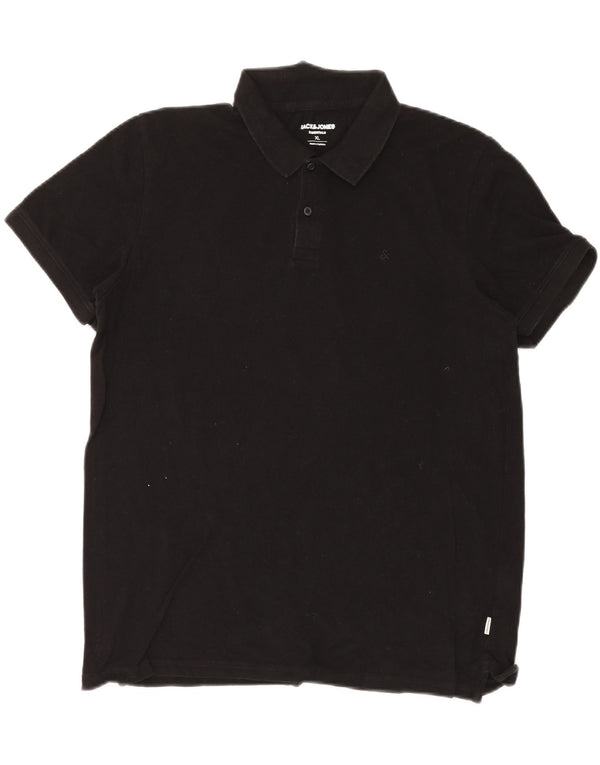 JACK & JONES Mens Polo Shirt XL Black Cotton