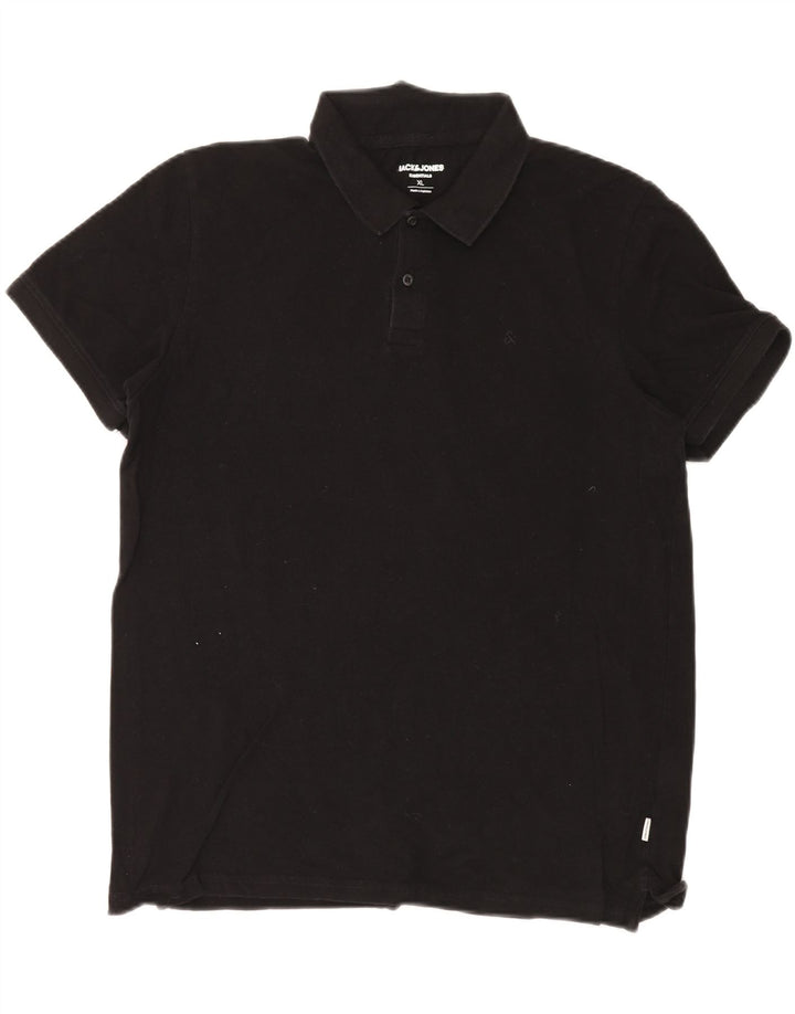 JACK & JONES Mens Polo Shirt XL Black Cotton