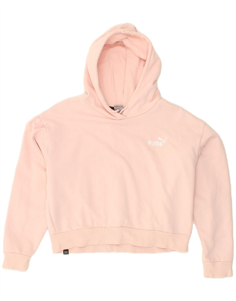 PUMA Womens Oversized Crop Hoodie Jumper UK 10 Small Pink Cotton Vintage Puma and Second-Hand Puma from Messina Hembry 