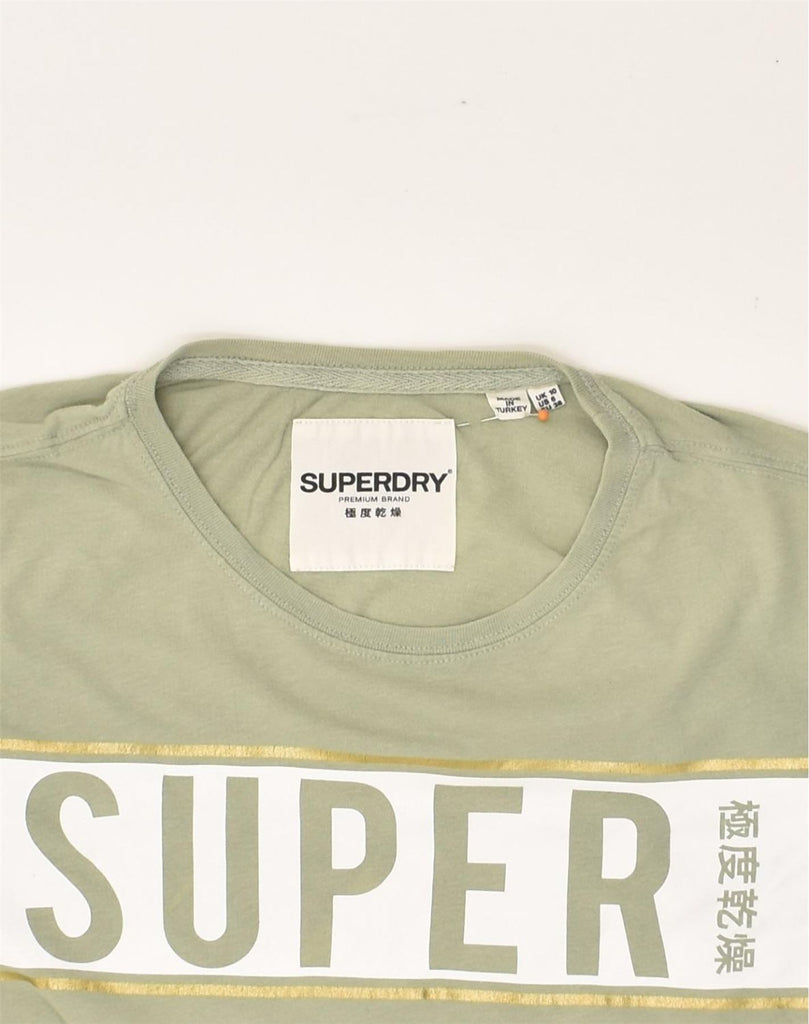 SUPERDRY Womens Graphic T-Shirt Top UK 10 Small  Khaki Cotton | Vintage Superdry | Thrift | Second-Hand Superdry | Used Clothing | Messina Hembry 