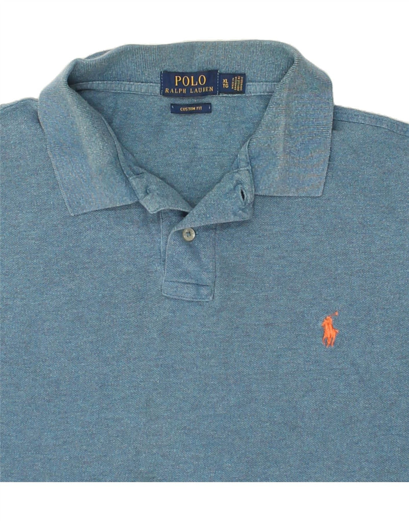 POLO RALPH LAUREN Mens Custom Fit Polo Shirt XL Blue Cotton | Vintage Polo Ralph Lauren | Thrift | Second-Hand Polo Ralph Lauren | Used Clothing | Messina Hembry 