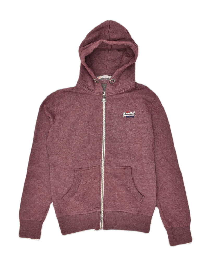 SUPERDRY Mens Zip Hoodie Sweater Small Burgundy Cotton | Vintage Superdry | Thrift | Second-Hand Superdry | Used Clothing | Messina Hembry 