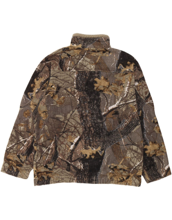 Univers Mens Zip Neck Loose Fit Fleece Jumper IT 50 Medium Brown Camouflage