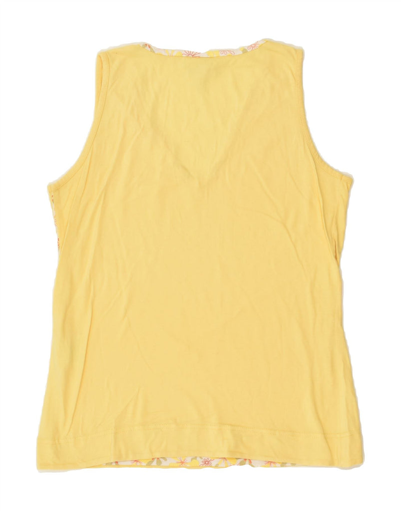 CHAMPION Womens Vest Top UK 12 Medium Yellow Cotton | Vintage Champion | Thrift | Second-Hand Champion | Used Clothing | Messina Hembry 