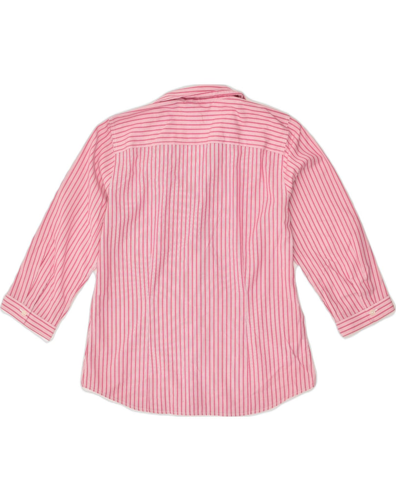 EDDIE BAUER Womens 3/4 Sleeve Shirt UK 14 Medium Pink Striped Cotton | Vintage Eddie Bauer | Thrift | Second-Hand Eddie Bauer | Used Clothing | Messina Hembry 