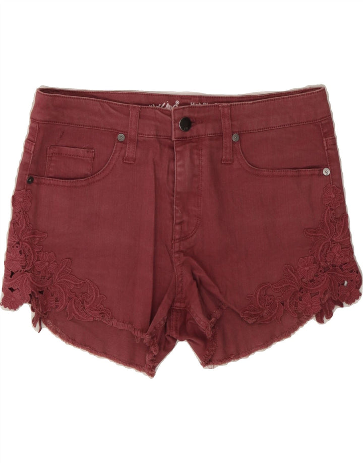 MOSSIMO Womens High Waist Denim Shorts US 6 Medium W28 Maroon Floral Vintage Mossimo and Second-Hand Mossimo from Messina Hembry 