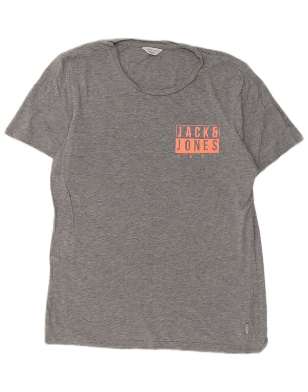 JACK & JONES Mens Graphic T-Shirt Top Small Grey Cotton