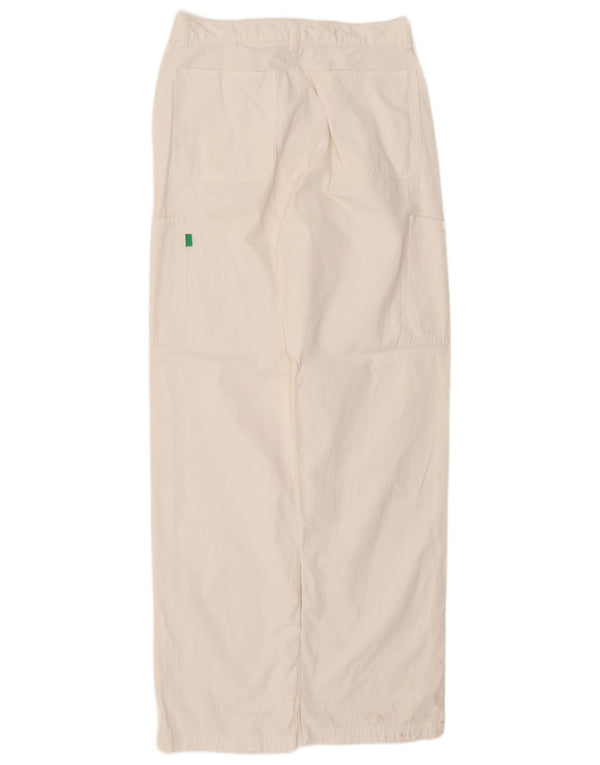 Benetton Mens Straight Cargo Trousers IT 48 Medium W30 L33 White Cotton