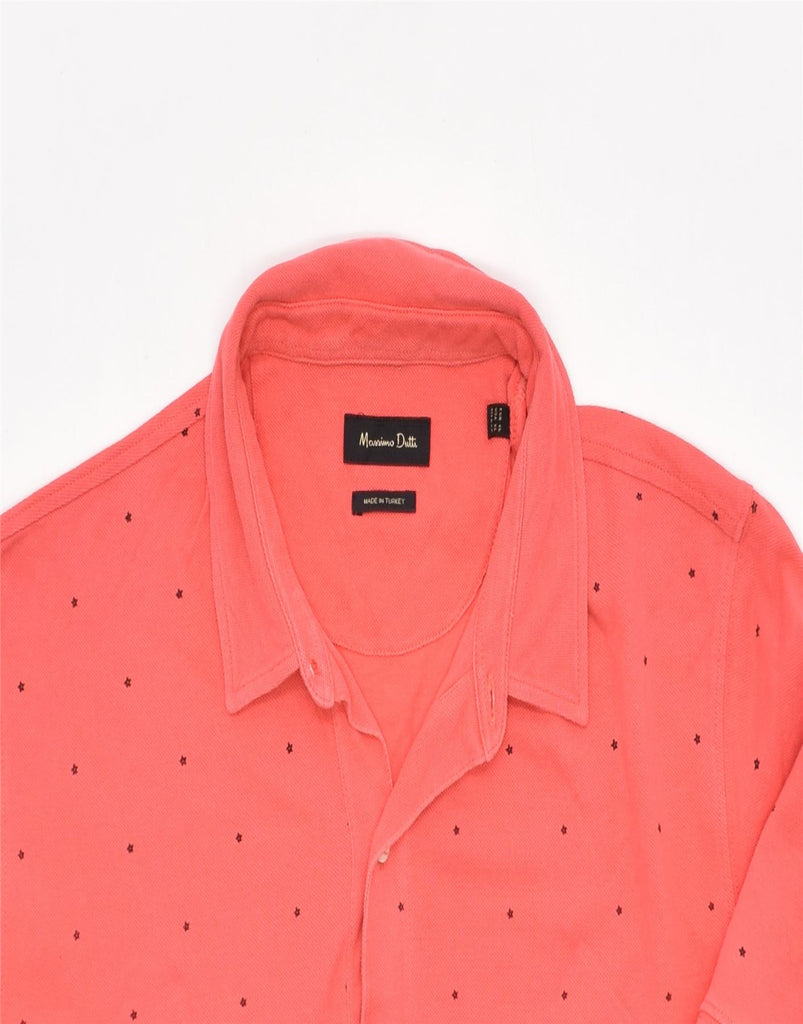 MASSIMO DUTTI Mens Polo Shirt XL Pink Spotted Cotton | Vintage | Thrift | Second-Hand | Used Clothing | Messina Hembry 