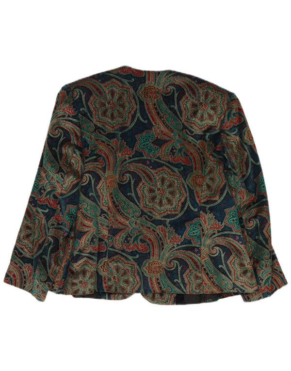Vintage Womens 3/4 Sleeve Blazer Jacket UK 14 Medium Multicoloured Paisley