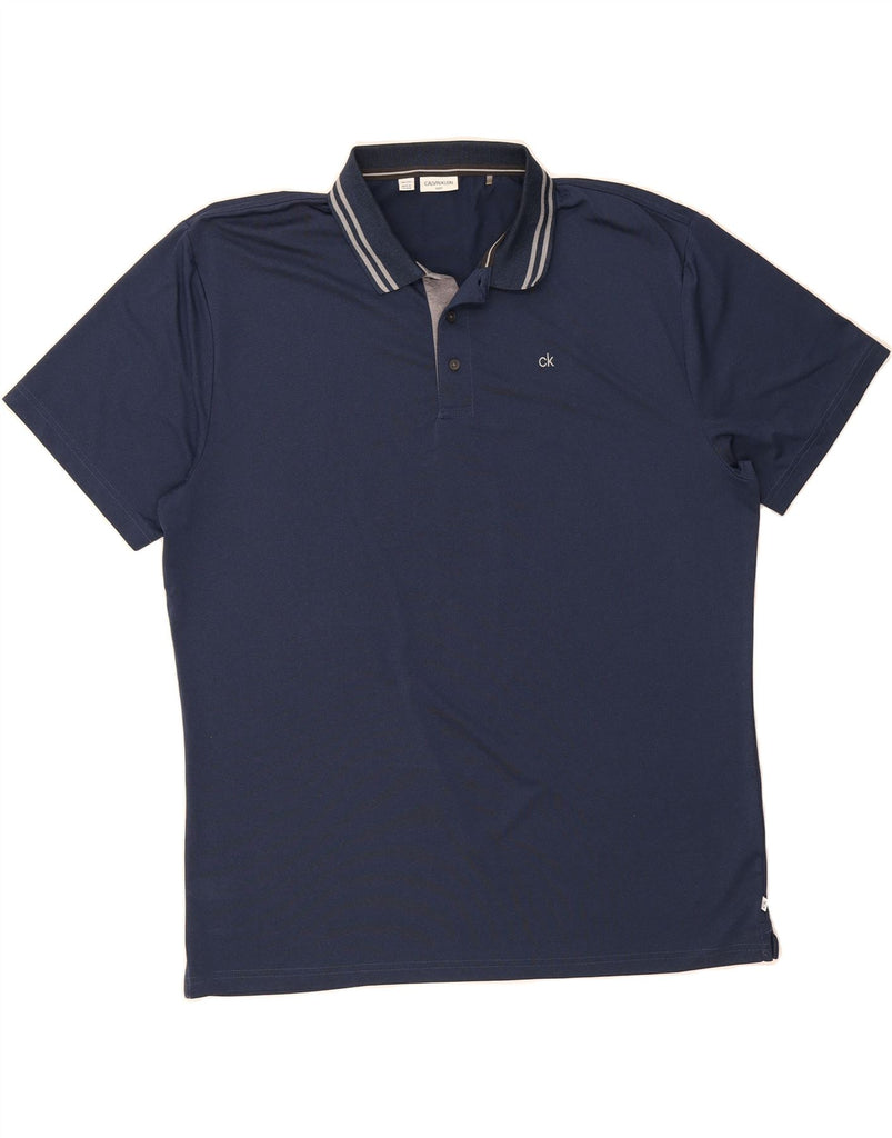 CALVIN KLEIN Mens Golf Polo Shirt 2XL Navy Blue Polyester Vintage Calvin Klein and Second-Hand Calvin Klein from Messina Hembry 