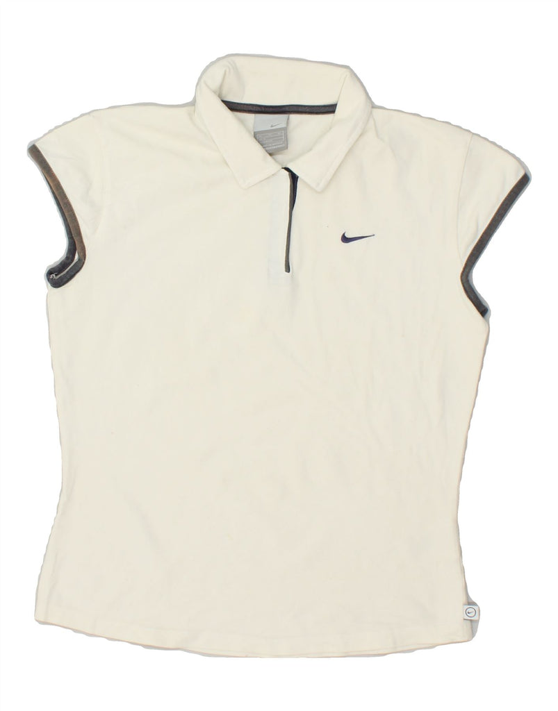 NIKE Womens Polo Shirt UK 18 XL Off White Cotton | Vintage Nike | Thrift | Second-Hand Nike | Used Clothing | Messina Hembry 