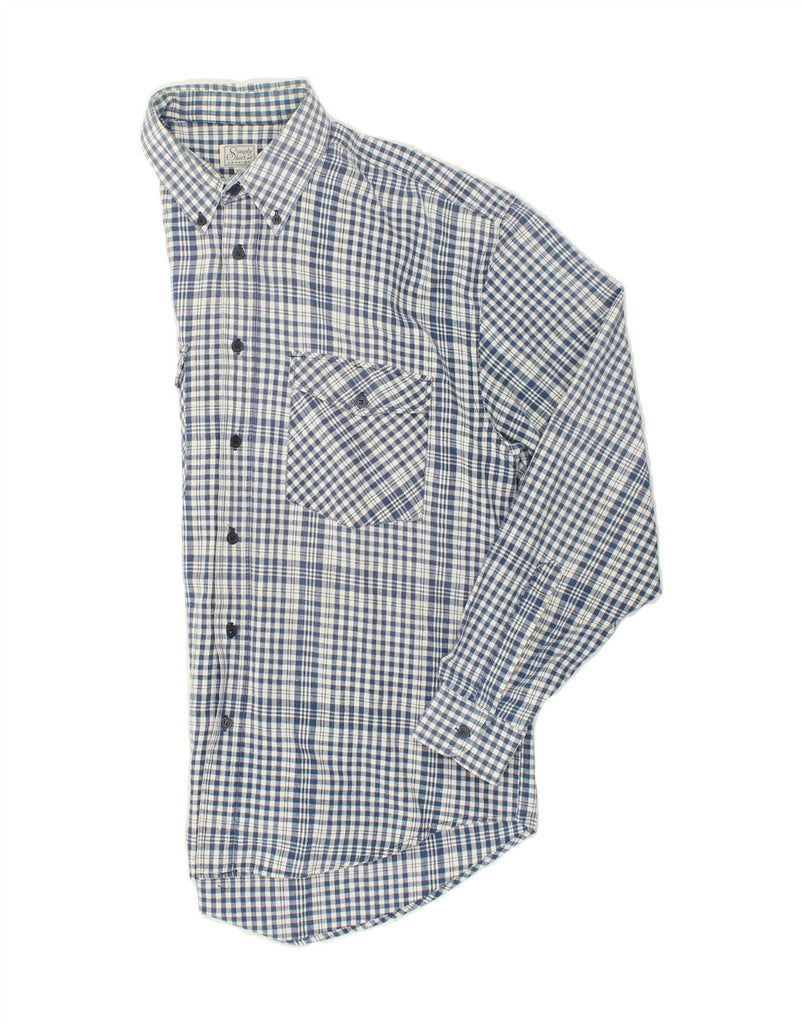 VINTAGE Mens Shirt XL Blue Check Cotton Vintage Vintage and Second-Hand Vintage from Messina Hembry 