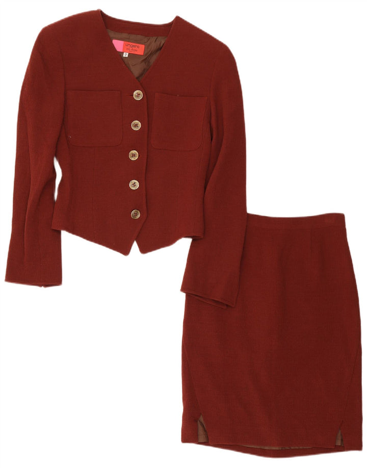 Ungaro Womens 5 Button 2 Piece Skirt Set IT 40 Small W28 Maroon Wool