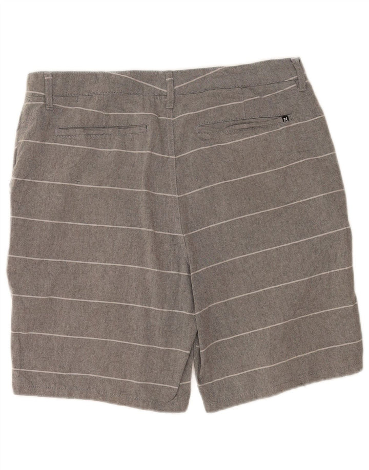 Hurley Mens Chino Shorts W32 Medium Grey Striped Cotton