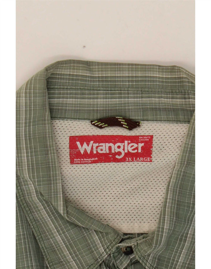 Wrangler Mens Short Sleeve Shirt 3XL Green Striped