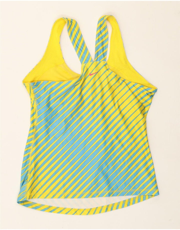 Nike Womens Vest Top US 8/10 Medium Yellow Striped Polyester