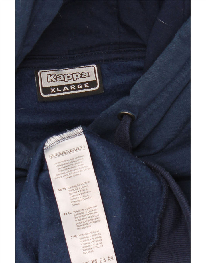 Kappa Mens Graphic Hoodie Jumper XL Navy Blue Cotton
