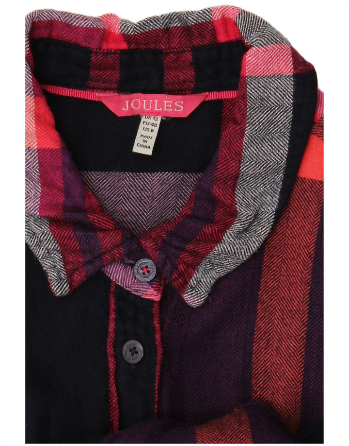 Joules Womens Flannel Shirt UK 12 Medium Black Check