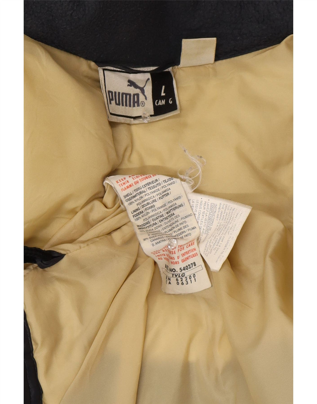 Puma Mens Padded Jacket UK 40 Large Navy Blue Nylon