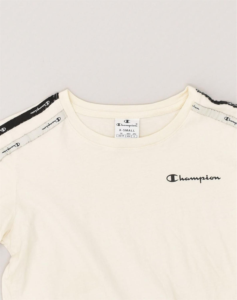 CHAMPION Womens T-Shirt Top UK 6 XS White Cotton | Vintage Champion | Thrift | Second-Hand Champion | Used Clothing | Messina Hembry 