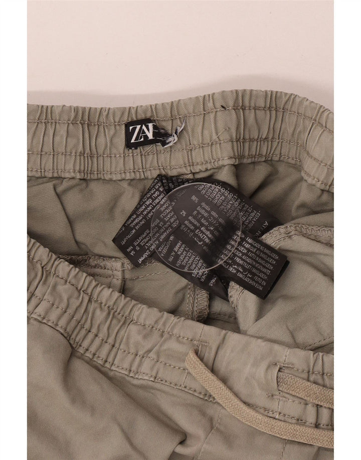 Zara Mens Joggers Cargo Trousers W30 L27 Grey Cotton