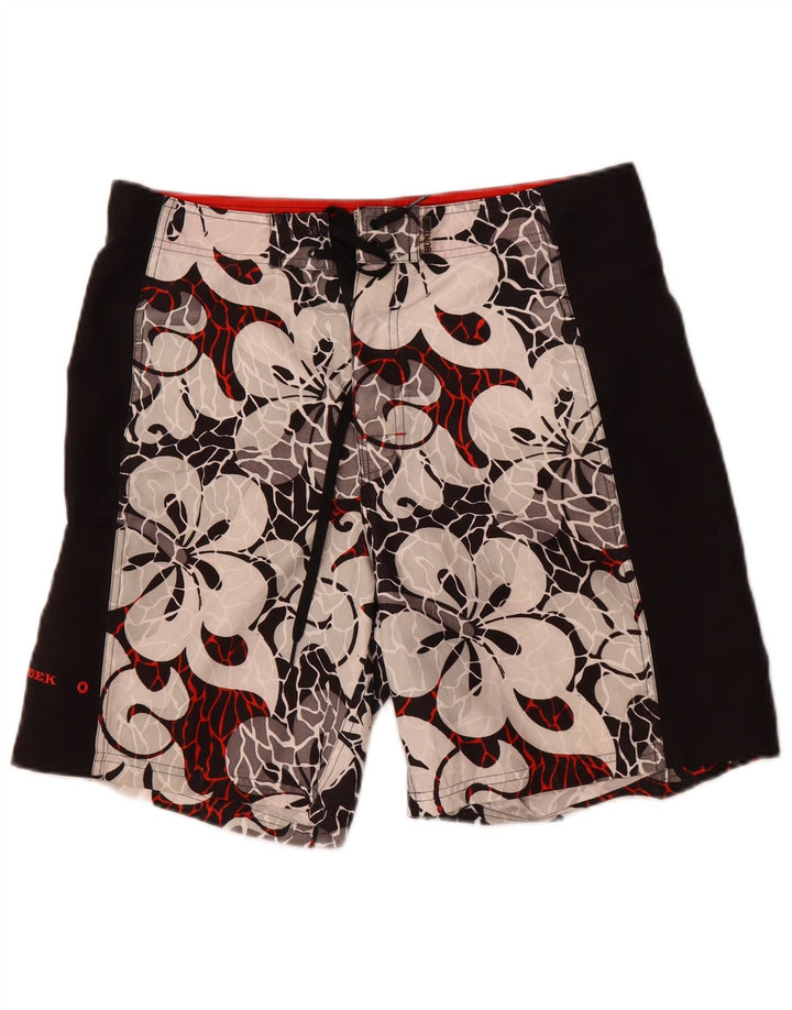 Sundek Mens Graphic Swimming Shorts Medium  Black Floral Polyester