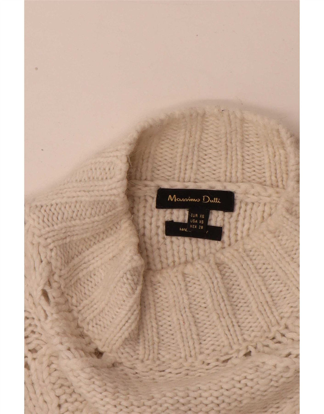 Massimo Dutti Womens Turtle Neck Jumper Sweater UK 4 XS Off White