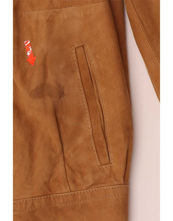 Vintage Mens Suede Jacket IT 46 Small Beige