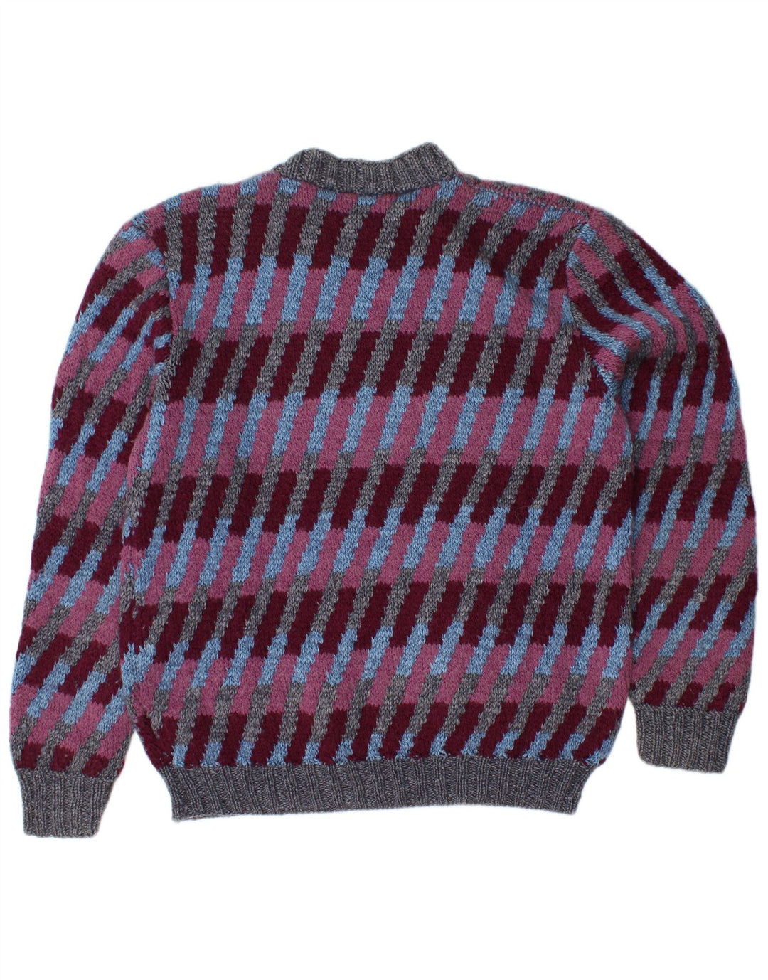 VINTAGE Mens Crew Neck Jumper Sweater Large Multicoloured Striped
