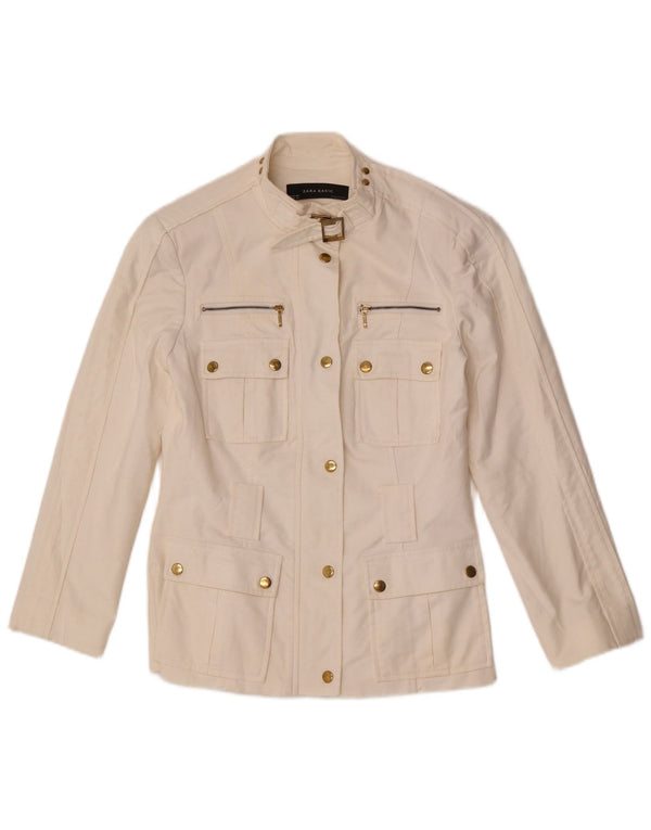 Zara Womens Utility Jacket UK 12 Medium White Cotton