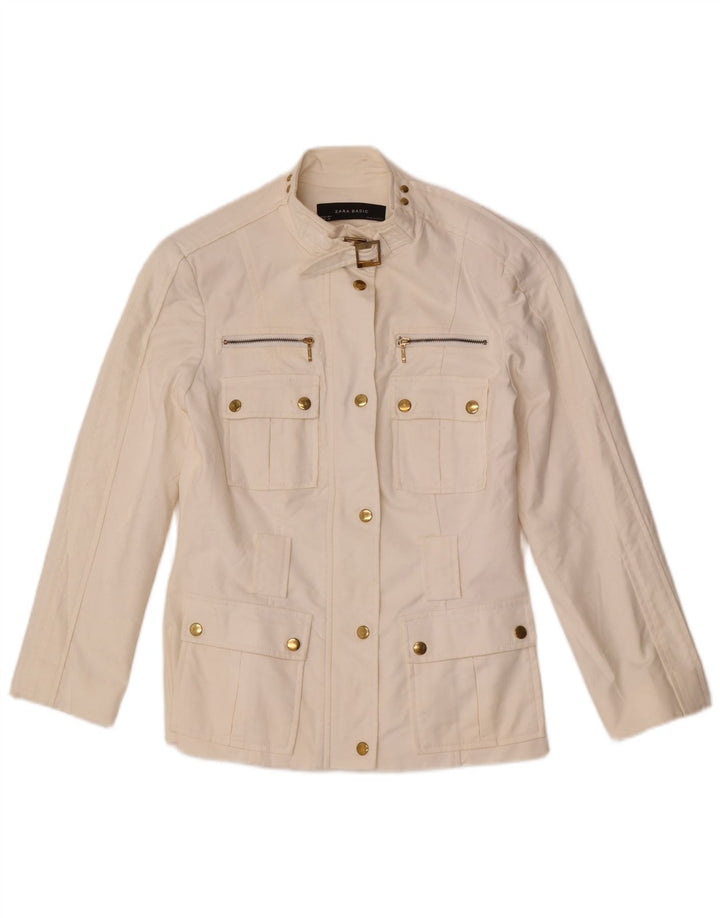 Zara Womens Utility Jacket UK 12 Medium White Cotton